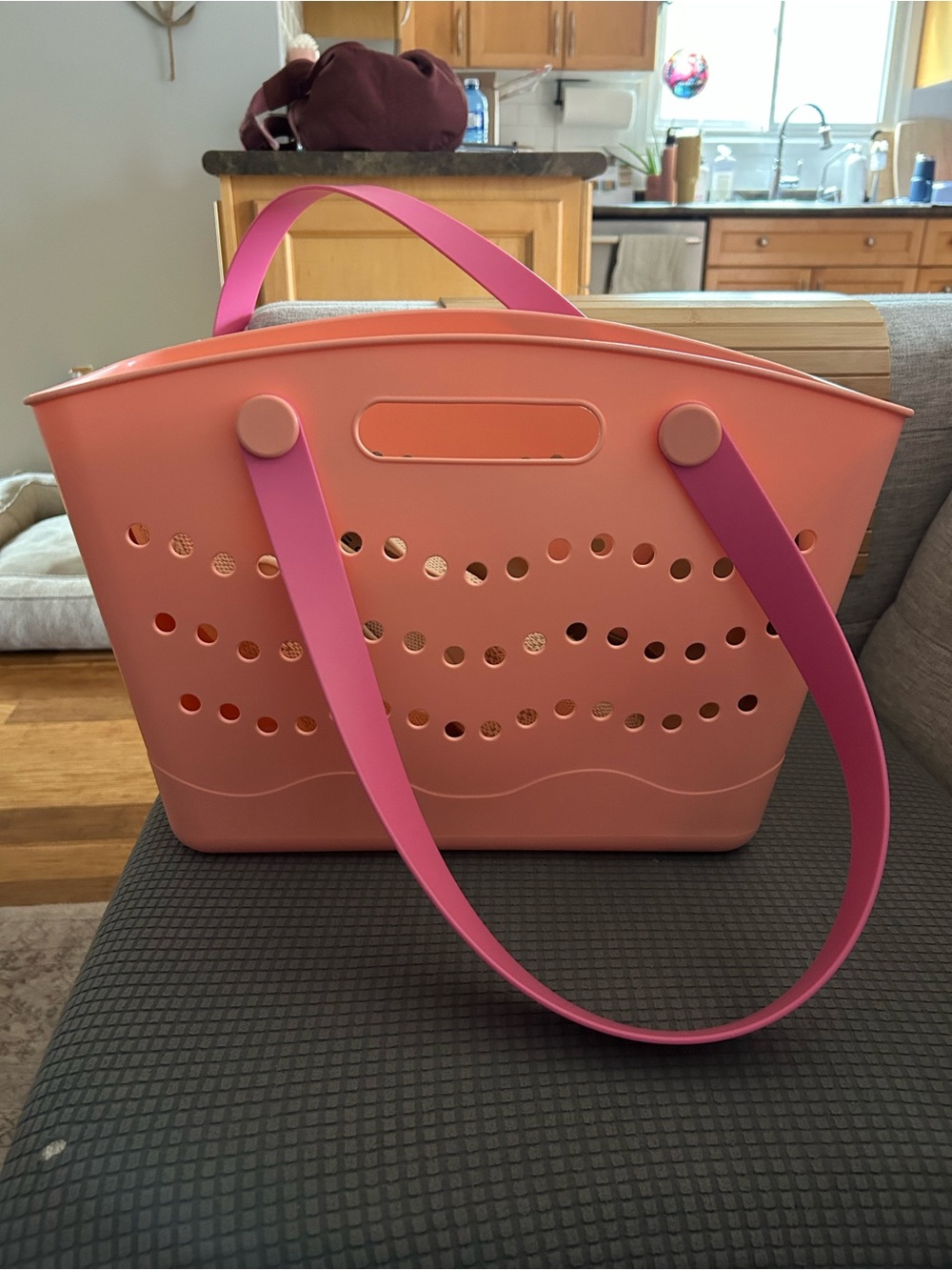 Pink and Coral Tote plastic beach bag